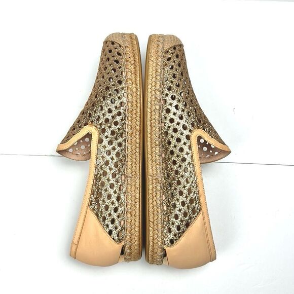 NWOB Stuart Weitzman County Glitter Espadrille Flat Sand Gold US 10 - Picture 7 of 16